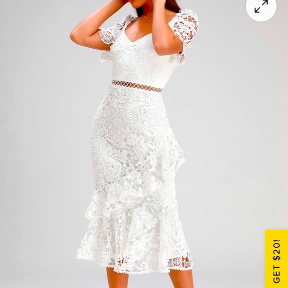 Never worn, white lace Lulus dress - Picture 1 of 3